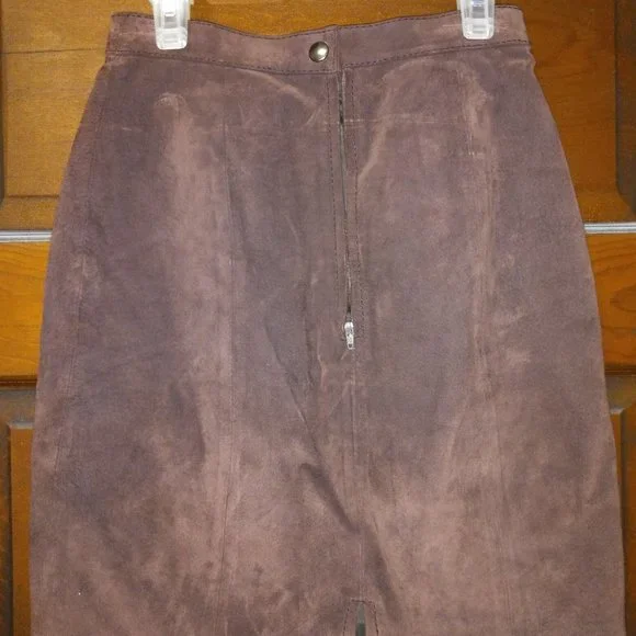 Vintage Brown Leather Skirt - Picture 2 of 4